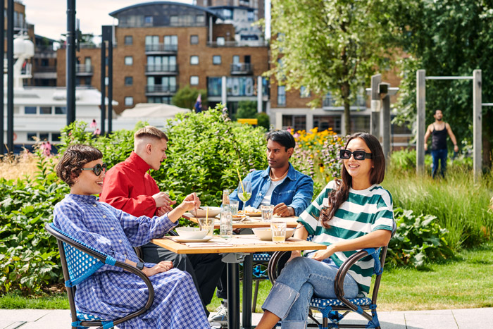 Friends eating and enjoying at Harbord Square Park