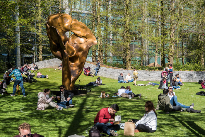 People enjoying the tranquil open space in Jubilee park