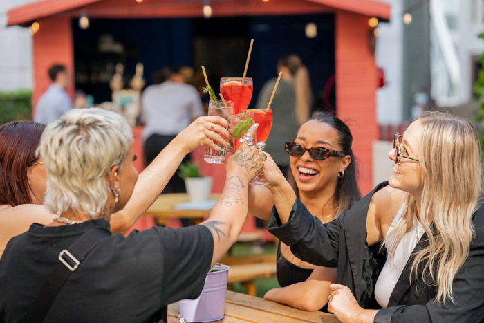 Cheering, drinking and having fun