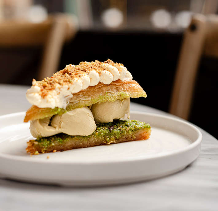 beautiful decorated dessert