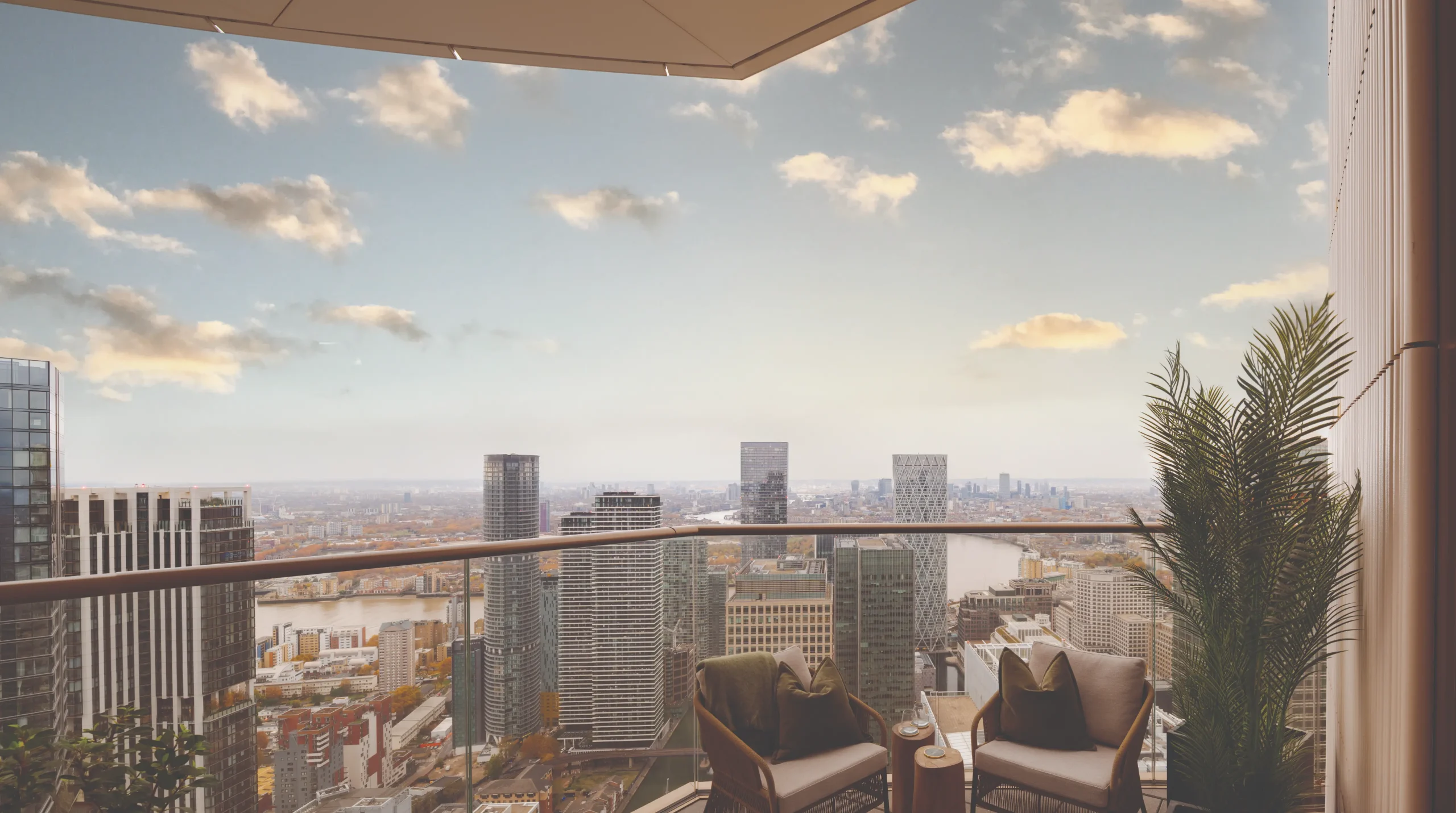 View over London from a balcony