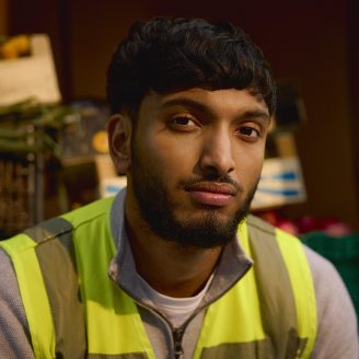 Boy in hi-vis jacket