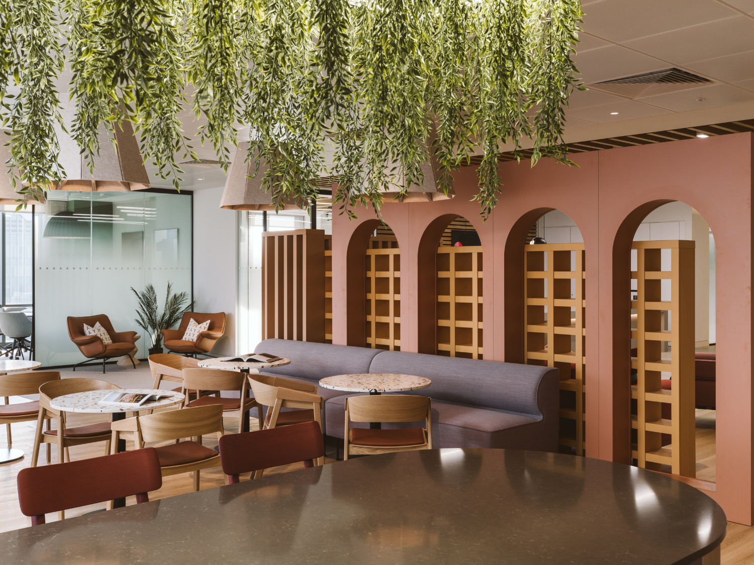 Chaires, sofas and tables in a waiting room area