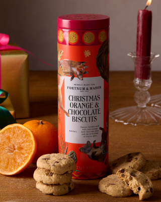 chocolate and orange biscuit tin