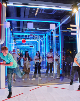 people playing the cube